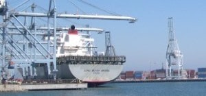 Ocean freight forwarding ship at port